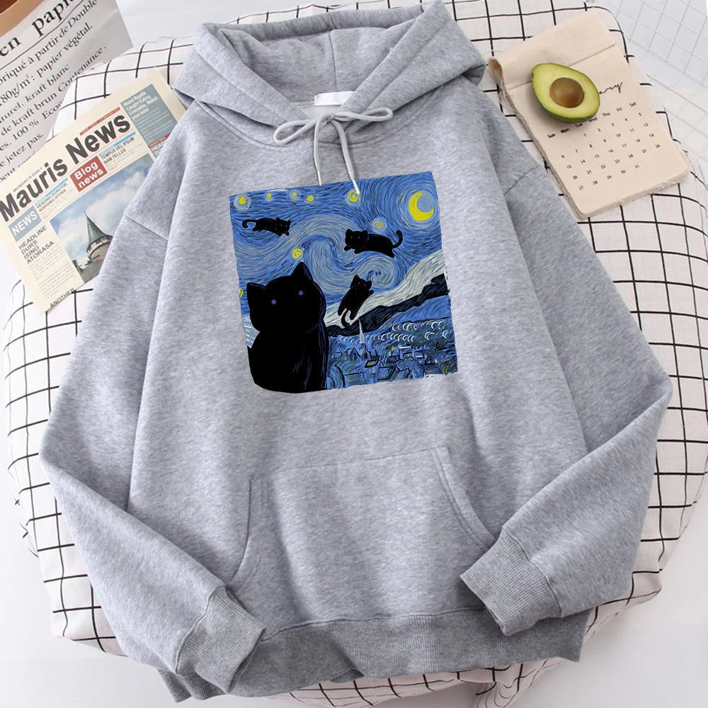 Starry Cat Night Hoodie