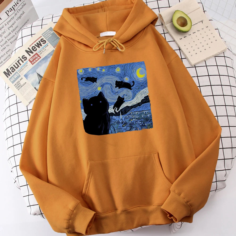 Starry Cat Night Hoodie