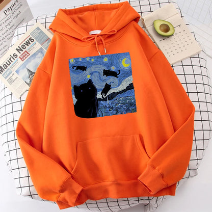 Starry Cat Night Hoodie