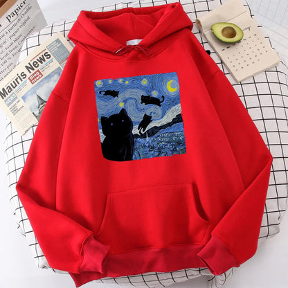 Starry Cat Night Hoodie