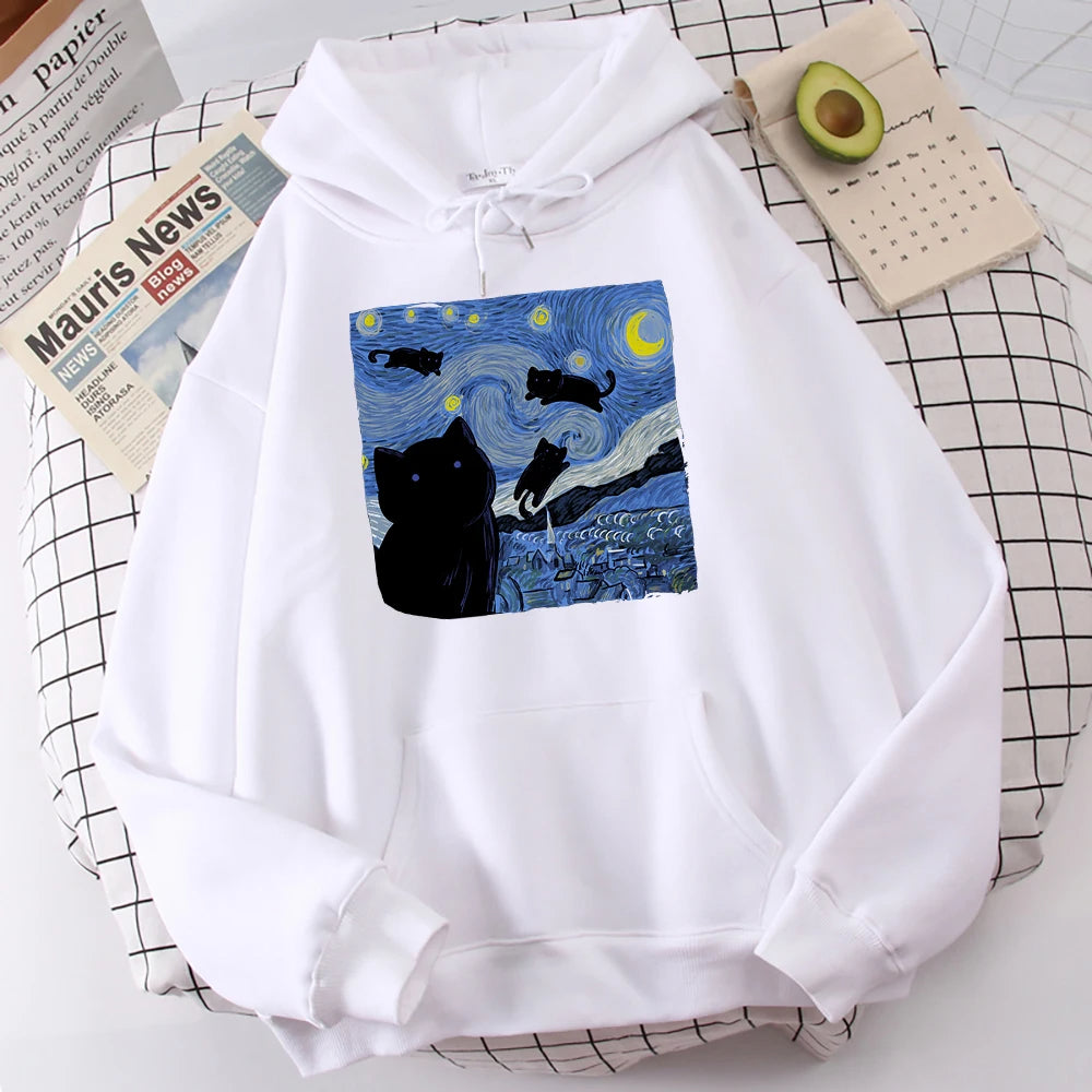 Starry Cat Night Hoodie