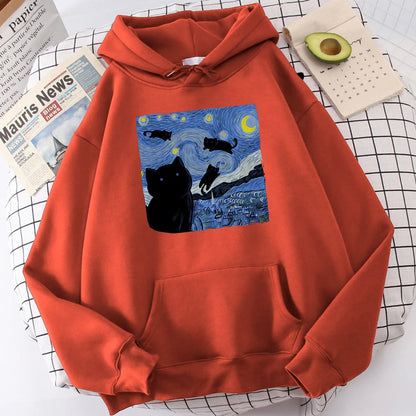 Starry Cat Night Hoodie