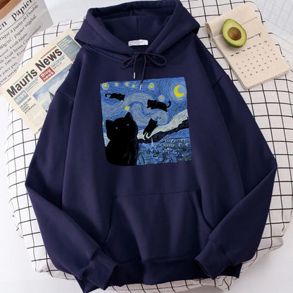 Starry Cat Night Hoodie