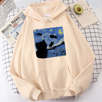 Starry Cat Night Hoodie