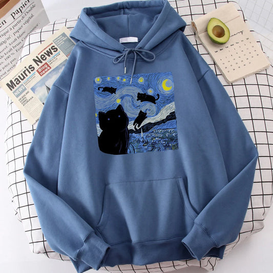 Starry Cat Night Hoodie