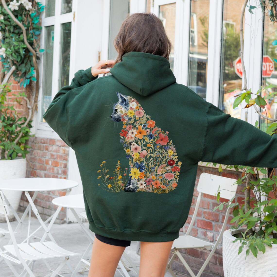 Floral Cat Hoodie