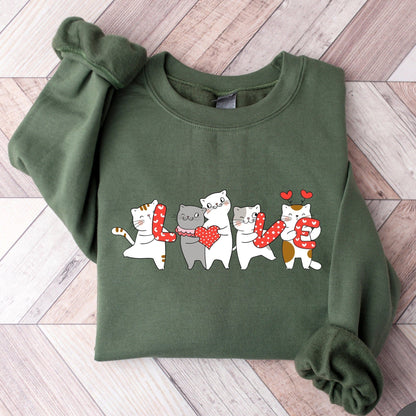 Cat Love Valentine Sweater