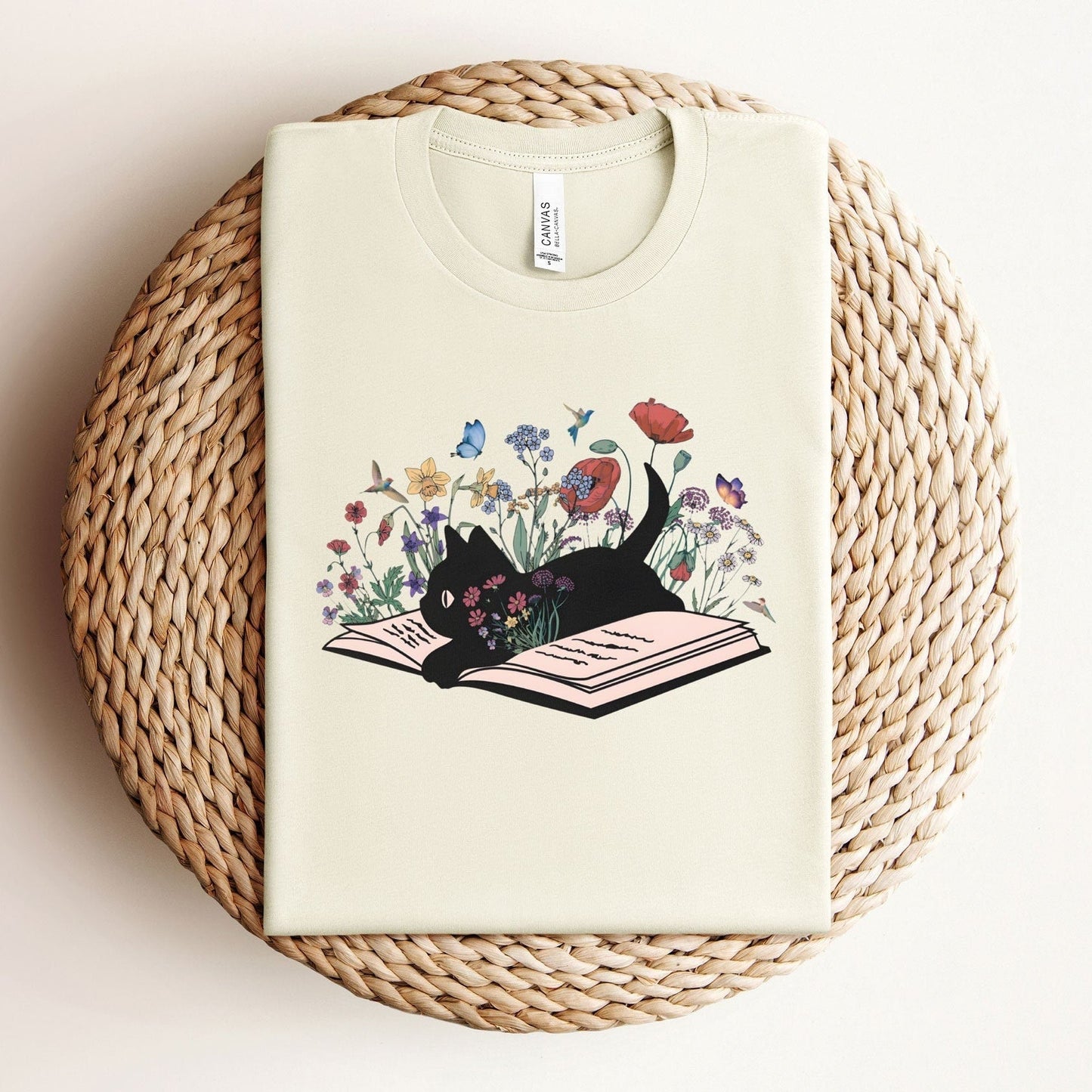 Floral Cat Book Tee V2