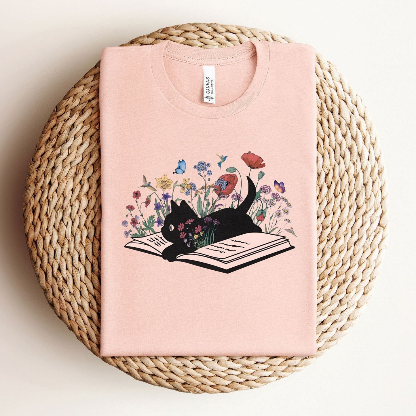 Floral Cat Book Tee V2