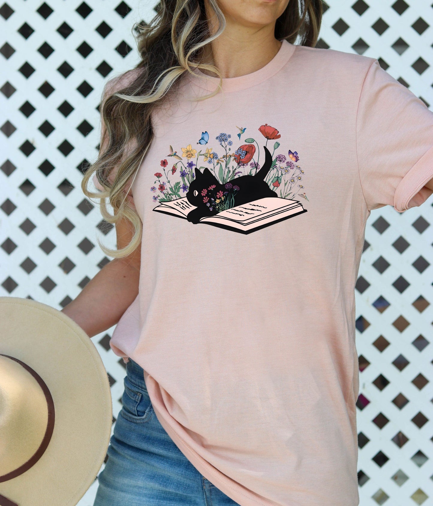 Floral Cat Book Tee V2