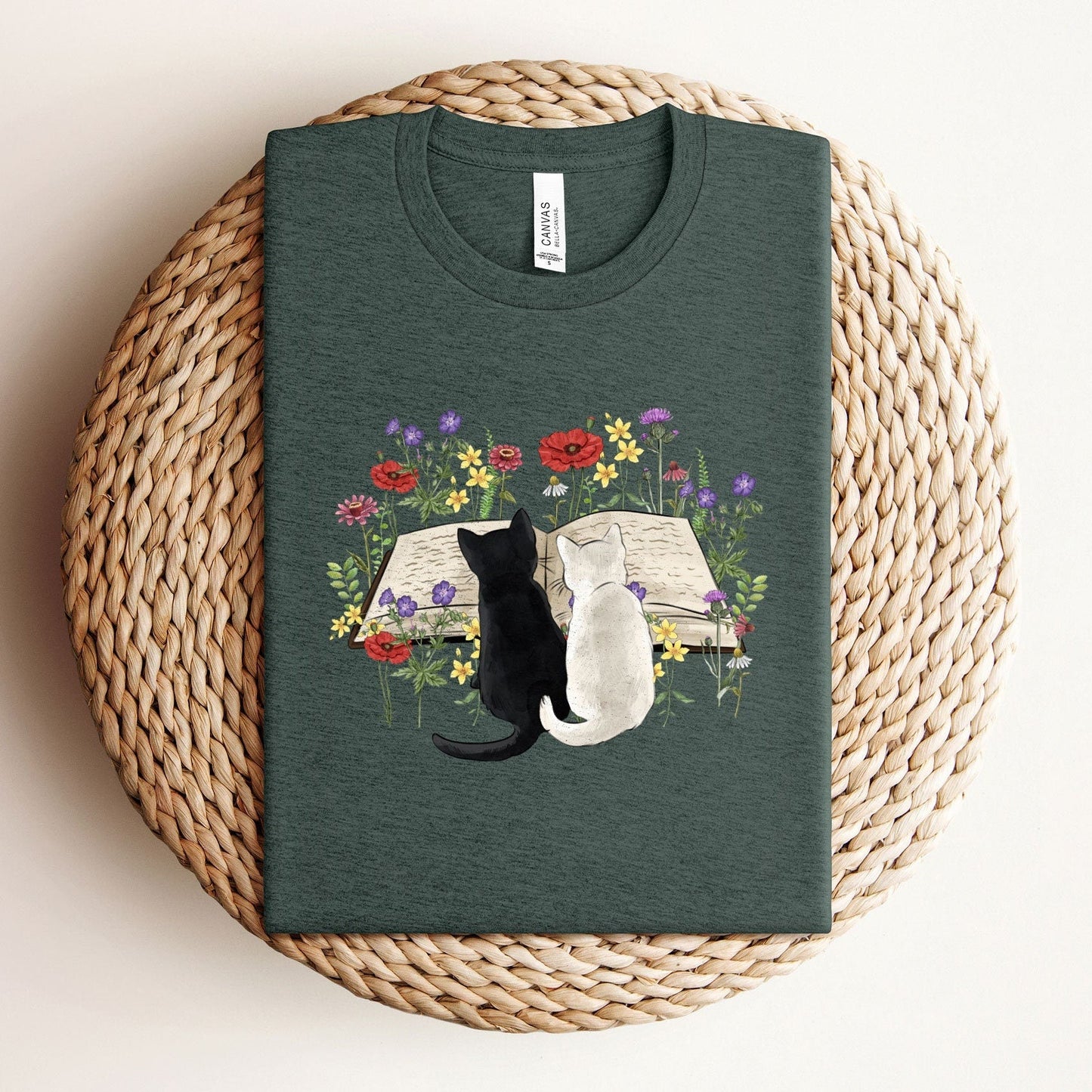 Floral Cat Book Tee