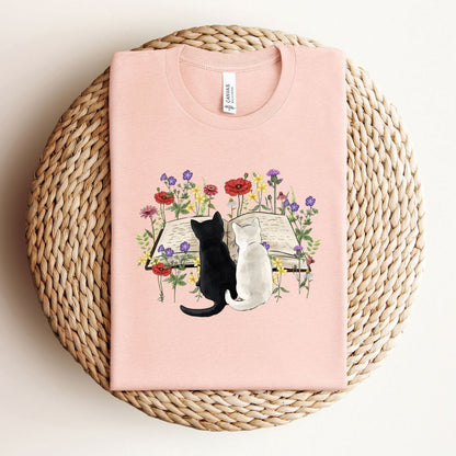 Floral Cat Book Tee